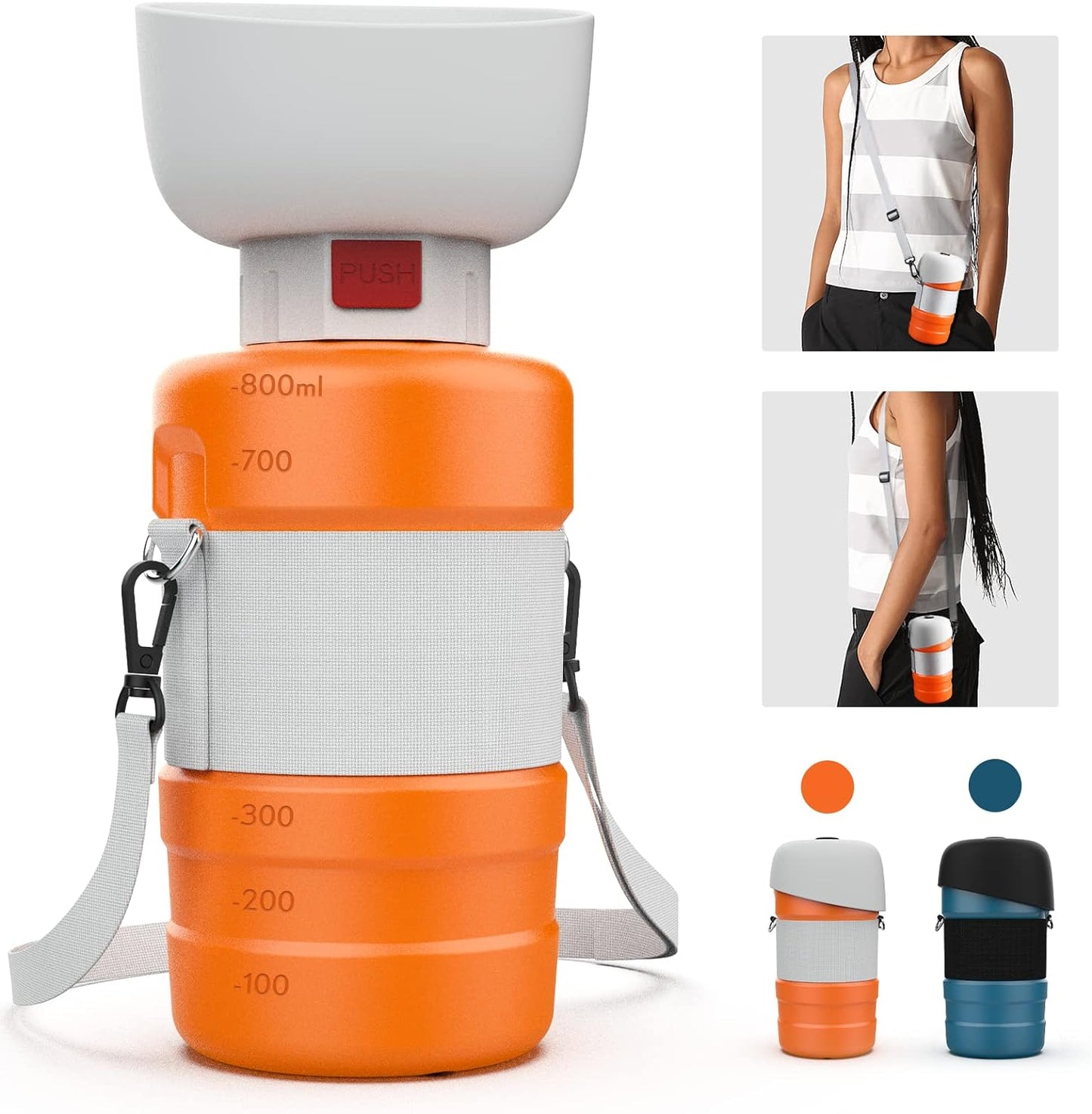 PETDOTT Portable Dog Water Bottle with Long Strap, Dog Travel Water Bottle