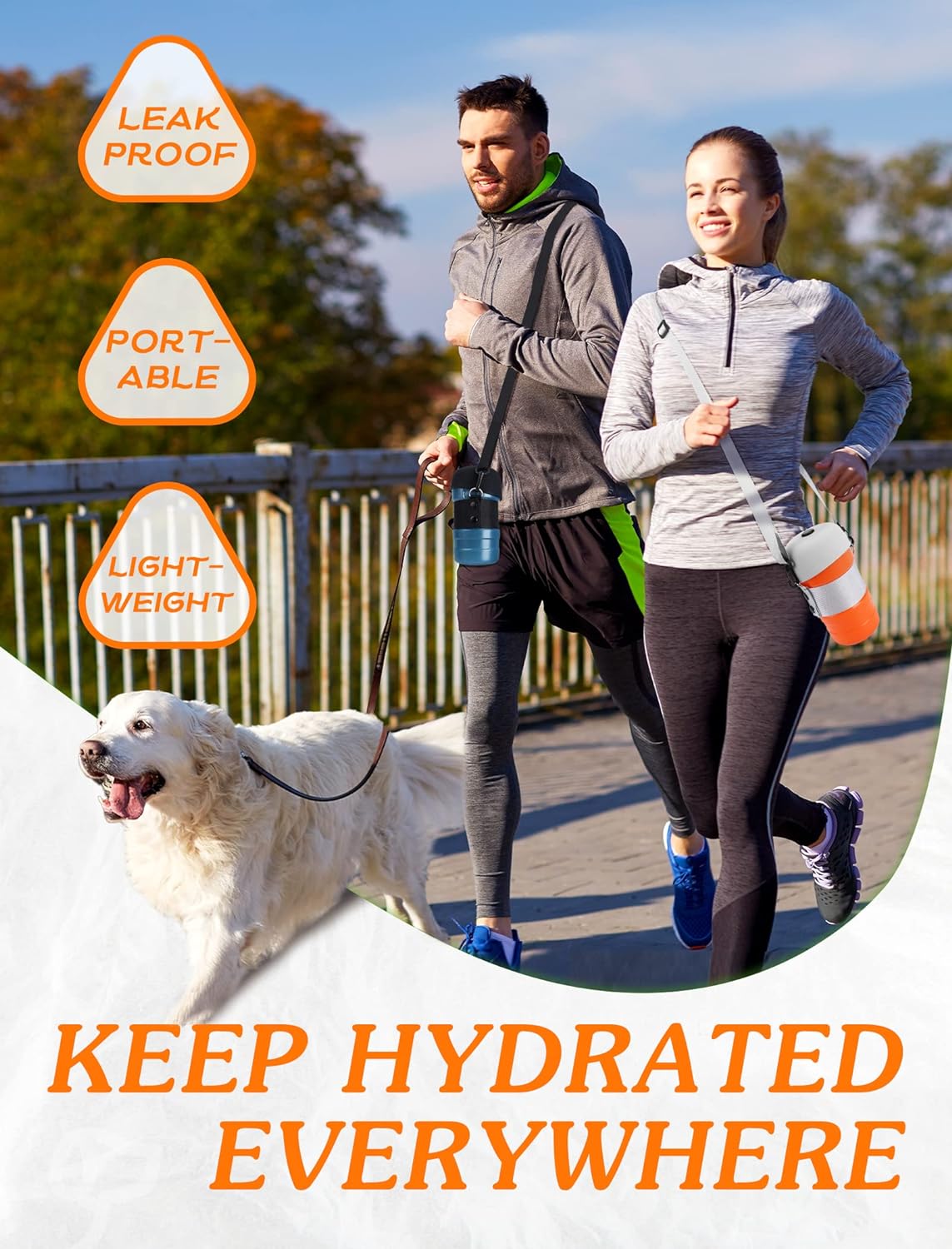PETDOTT Portable Dog Water Bottle with Long Strap, Dog Travel Water Bottle
