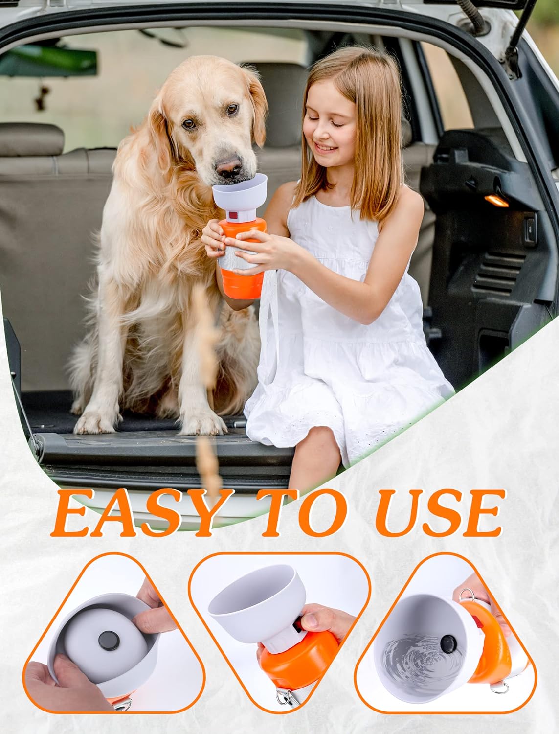 PETDOTT Portable Dog Water Bottle with Long Strap, Dog Travel Water Bottle