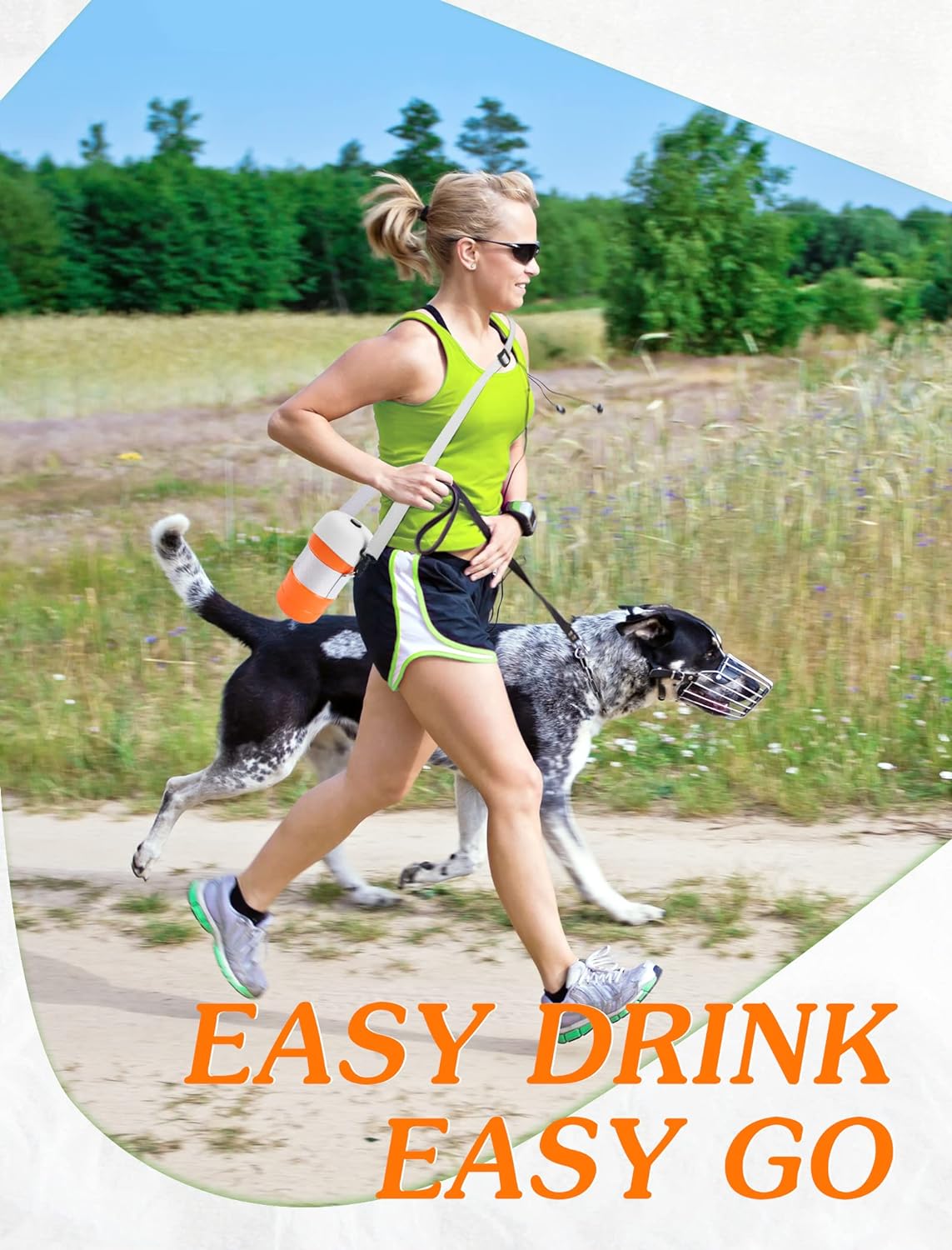 PETDOTT Portable Dog Water Bottle with Long Strap, Dog Travel Water Bottle