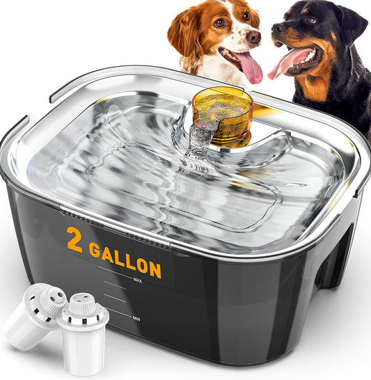 Petdott Dog Water Fountain 2 Gallons,Large Pet Water Fountain with SUS304 Water Bowl
